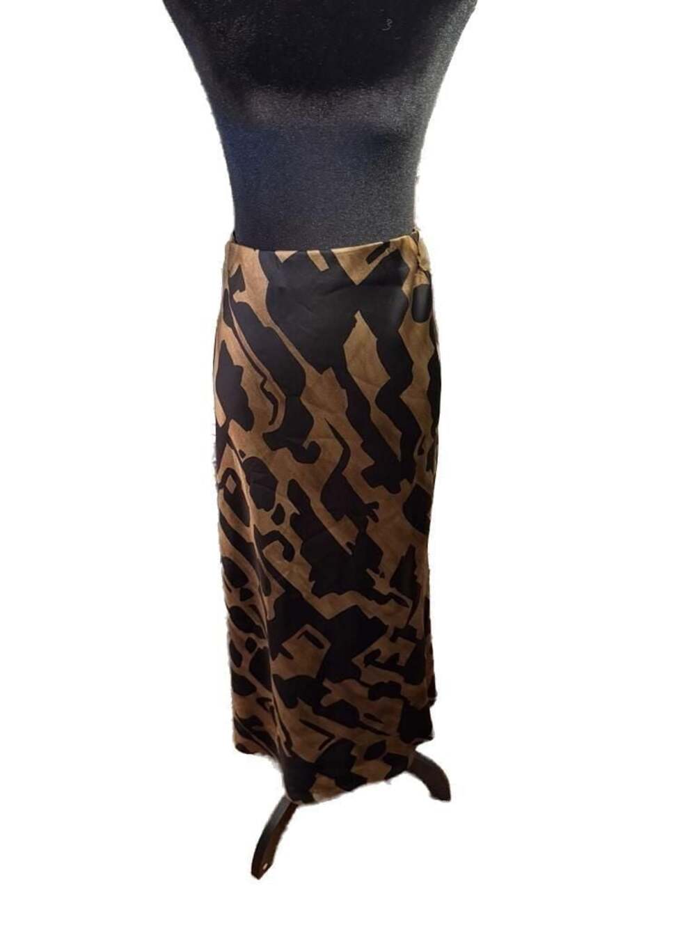 Zara Satin Geometric Print Midi Skirt